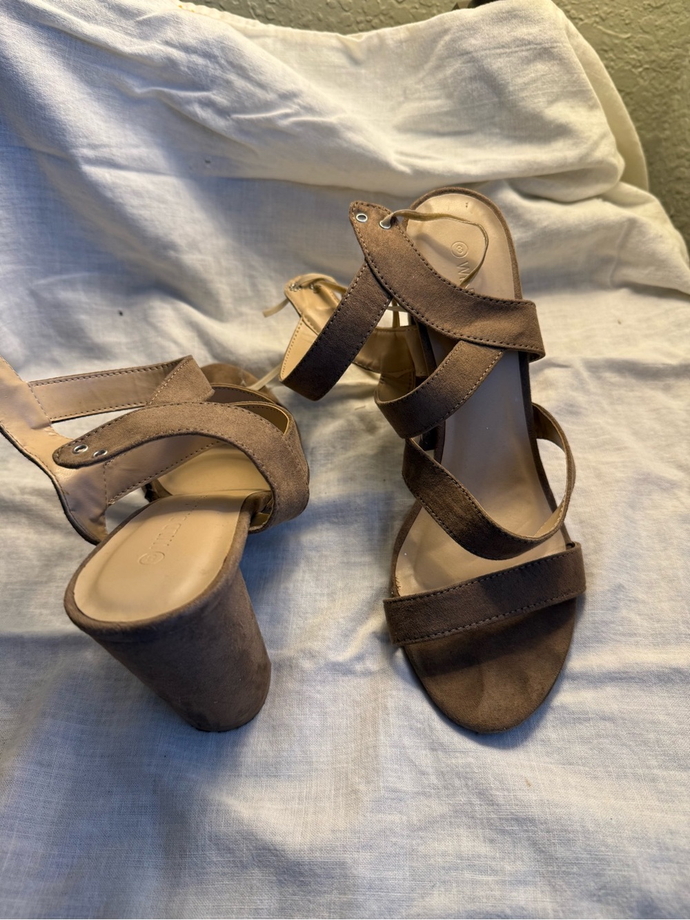 Wild Diva Brown Strappy Block Heel Sandals